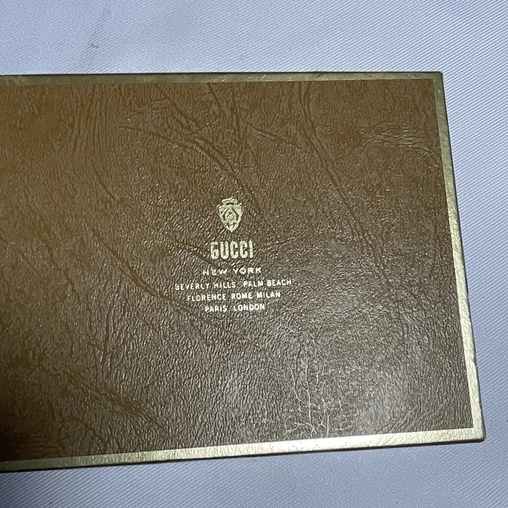 3 Gucci Notes Notepad Stationery Pad with Holder & Box, Light Blue Branded Logo